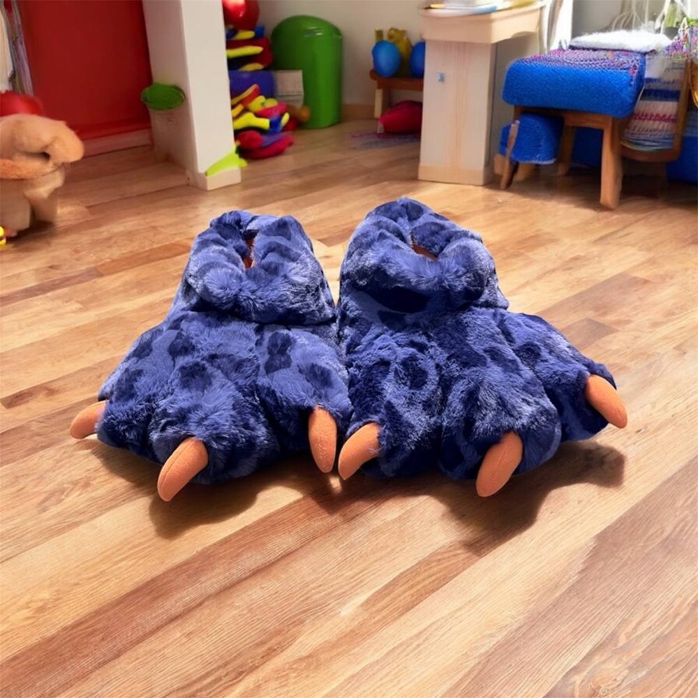 Women Plush Animal Paw Slippers Novelty Bear Paw Cozy Furry‎ Warm Memory Foam